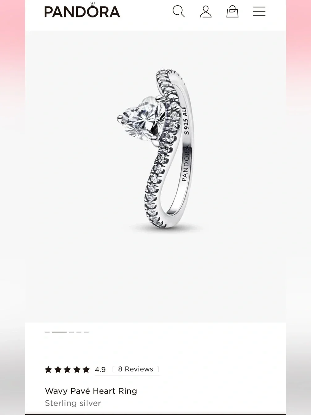 Pandora Wavy Pavé Heart Ring